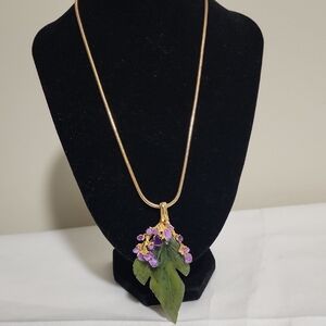 Elegant Vintage Swoboda Brooch Pendant Stamped Complete With Gold Tone Necklace